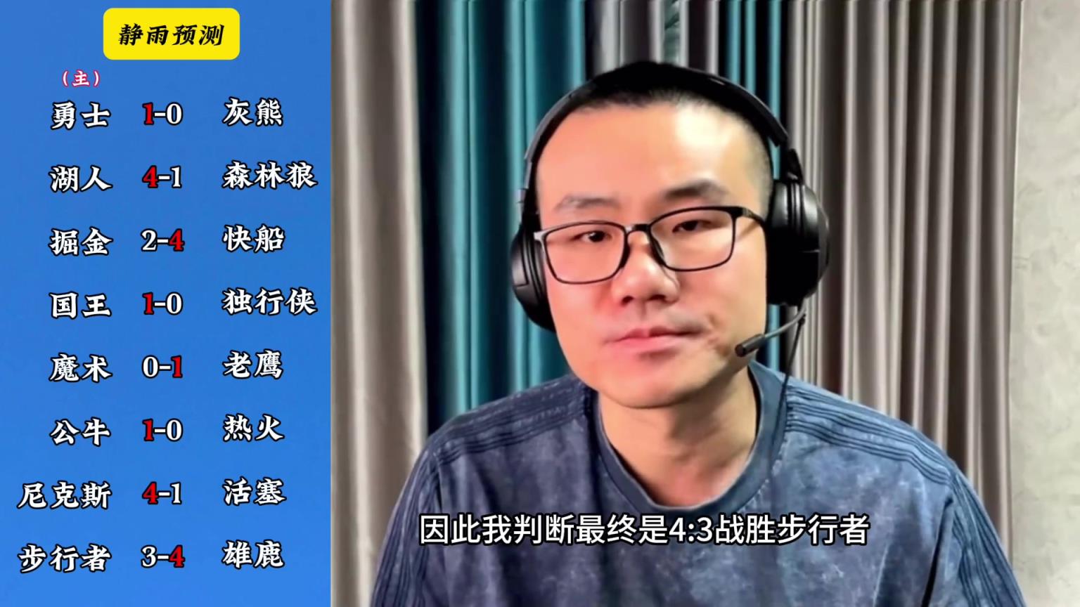 你同意嗎？靜雨對東西部季后賽球隊的預(yù)測：勇贏熊 湖船尼鹿晉級
